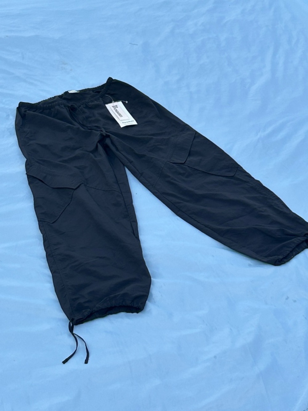 No Boundaries parachute Black Cargo Jogger Pants new with tags
